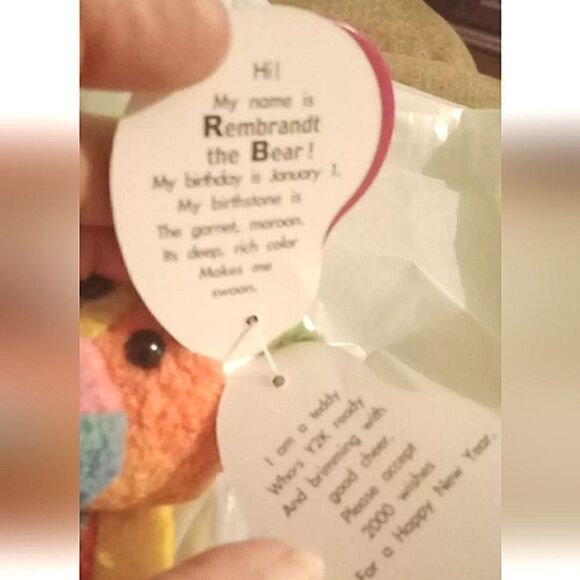 🩷Full of Beans 6.5" Rembrandt the bear  rainbow Y2K Avon  1999 - Picture 3 of 3